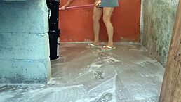 my wife left and the curvy brazilian maid grabbed my big cock for rough pussy licking and muff diving. she moaned during homemade fetish foreplay in the workout area like a dirty boss housewife.