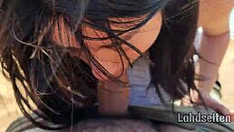 she swallows cum outdoors after deepthroat and facial in public guess the spot