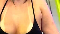 at the building gym neighbors passin by starin at my wet pussy and hard nipple tits