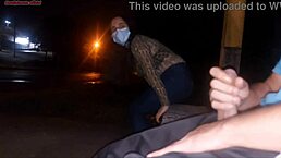 seriously this chick at the bus stop grabs my cock and goes wild