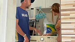 Look at this married woman flashing her big pussy lips with husband nearby