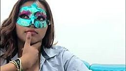 brunette student touches her big tits and boobs in sexy way before exams with groping