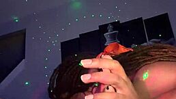 Boyfriend licks ebony pussy before doggystyle fuck and creampie finish.