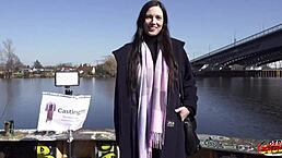 german scout picks up small tits cougar rina helena for first time anal casting interview