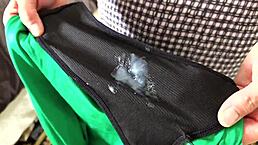 Big ass cheating wife brings home lots of cum in panties from creampie accident!