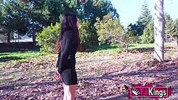 Amaya Castro licks and rides old cock while sucking young cock in rough threesome bedroom action.