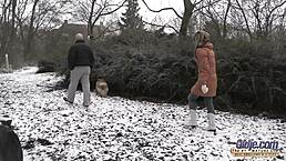 Blonde tempts older man into her first intense oral encounter ending in mouthful