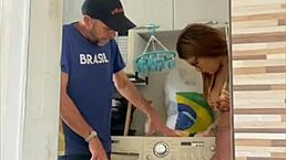 Look at this married woman flashing her big pussy lips with husband nearby