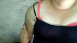 latina milf sucks cock missionary style while filming