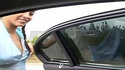 Slender pig tailed teen 18+ meets a stranger outdoors for deepthroat and doggystyle action on his big cock.