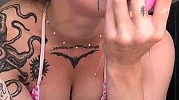 malafalda's tattooed slut double penetrates with monster dildo