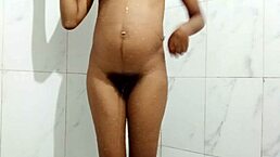 Hey check this hottest sexy girl pissing and masturbating while bathing solo