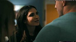 Sexy best friends Jane Wilde and Natalie Knight share Nathan Bronson's huge cock in threesome