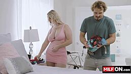 Busty Blonde Teases With Amazing Natural Big Boobs