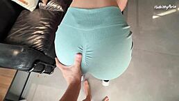 Neighbor just walks in naked, starts fucking my perfect big ass and tight pussy, but he cums in under 2 minutes from the juicy creampie thrill.