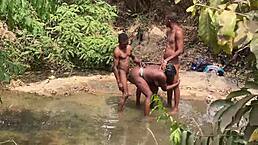 Curvy Ebony Devoured At Stream!