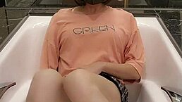 i uh shemale ting xuan takes a bath in the bathtub wearing clothes with barefoot feet masturbation