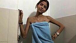 i found my stepsister masturbating in her bathroom and she let me cum on her young face - full story with colombian ebony lingerie solo