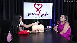 Luciana Kai Shows Realistic Prosthetic Ass And Pussy Plus Other Dolls From Sabor Da Pele Sexshop In See-Through Sheer Red Lingerie