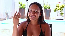 Interviewing petite anal cowgirl Maya Pimentinha