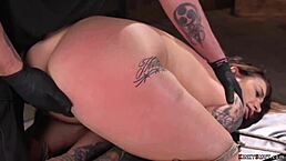 Huge tits Ivy Lebelle gets toyed while bound in tight bondage