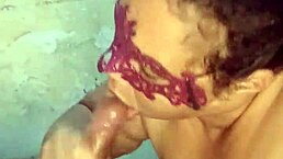 bbw latina prostitute with saggy big tits gets cum in mouth from cuckold husband