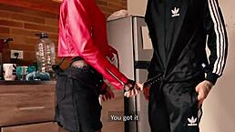 Dangerous Colombian prostitute threatens broke guy with knife before rough doggystyle sex