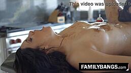 Leda Lotharia, I'm spitting cream right into your mouth, Serena Blair says during our taboo lesbian scissoring session in the kitchen on Familybangs.com.