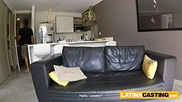 This hottie tries on a tiny bikini and gets on her knees to give a blowjob with deepthroat. She takes doggystyle pussy fucking in amateur latina casting interview.