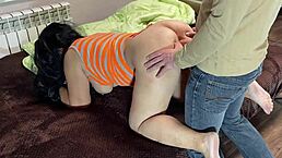 Stepmom teases her stepson for fun, then takes his dick deep in her ass just like that.