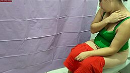 Caught my stepson masturbating in the bath while I peed and he wanted to try my big milf ass!