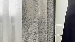 Horny Algerian milf masturbates with big tits and wet pussy while cleaning before interracial anal orgasm in homemade missionary