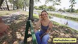 PETITE BLONDE TEEN SEDUCED by MUSCULAR BALD DUDE near LAKE