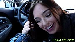 Teen with that hot booty takes a hardcore pov cumshot after blowjob and handjob action