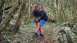 my stepsister heads to the forest for rough fucking and ends up with cum on her huge tits