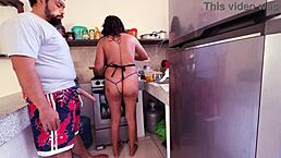 Sexy Mexican Curvy Babe Cooks In Thong Gets Ass Licked And Fucked Hard In Homemade Anal Pov