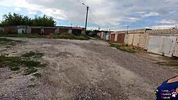 horny student gives blowjob behind garages to her neighbor friend in pov style