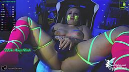 Hey horny rave girl, ready for big cock monster action with your big tits and ass at the party?