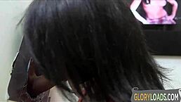 Cock Sucking Gloryhole Babe Gets Cumshot