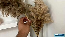 Sexy brunette Amanda Clarke enjoys a quickie with cock sucking before intense riding in homemade style