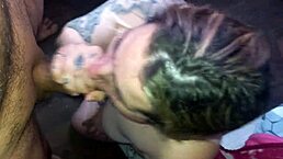 Eye shot, she loves it with deepthroat sucking and cum covered face from her latina girlfriend 😏