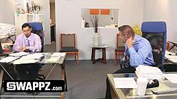 These horny stepdads are swapping their teen stepdaughters in the office 😈🔥