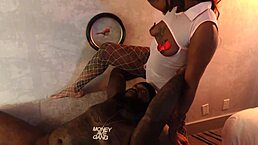 Dr Honey dominates with face sitting in stockings and fishnets during her addiction session.