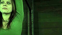 busty submissive tied up and gagged during intense whipping session