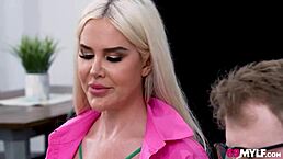 Bombshell Elisa Bethann, let's fuck this nerdy neighbor's brains out in wild milf sex.