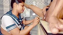 Hey, check out these two sexy girls sharing a dick in desi sex action! 🔥