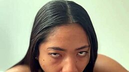 pov blowjob from cute latina babe with stepdad's huge bbc in homemade couple video by nysdel