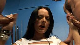 group handjob fun with cumshots and facials in a hot 3some 😈💦