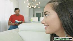 skinny brunette teen 18+ deepthroats stepdad's big cock in old and young scene