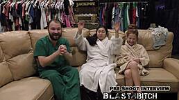 jasmine roses face gets blasted full of cum in behind the scenes with shaved pussy blowjob